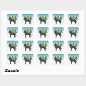 Zwart Labrador Retriever Blauw Sneeuwrijk Winterbo Vierkante Sticker (Vel)