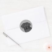 Zwart Labrador Retriever Dog Schattige Portrait Gr Ronde Sticker (Envelop)