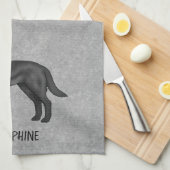 Zwart labrador retriever hond en aangepaste naam g theedoek (Quarter Fold)