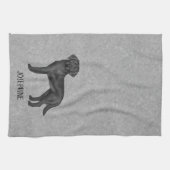 Zwart labrador retriever hond en aangepaste naam g theedoek (Horizontaal)