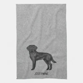 Zwart labrador retriever hond en aangepaste naam g theedoek
