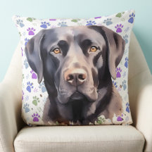 Zwart Labrador Retriever Hond Kleurrijke Paw Print