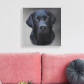 Zwart Labrador Retriever Hond Portret Kunst Schild Canvas Afdruk (Insitu (Woonkamer))