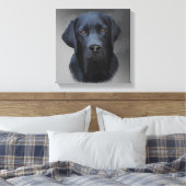 Zwart Labrador Retriever Hond Portret Kunst Schild Canvas Afdruk (Insitu (Slaapkamer))