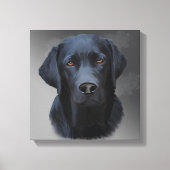 Zwart Labrador Retriever Hond Portret Kunst Schild Canvas Afdruk (Voorkant)