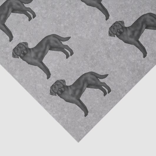 Zwart Labrador Retriever Hond Print Patroon Grijs Tissuepapier (Detail)