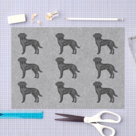 Zwart Labrador Retriever Hond Print Patroon Grijs Tissuepapier (Craft)