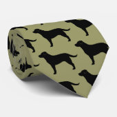Zwart Labrador Retriever Hond Silhouetten Patroon Stropdas (Opgerold)