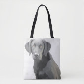 Zwart Labrador Retriever Hondolie Schilderij Tote Bag (Voorkant)