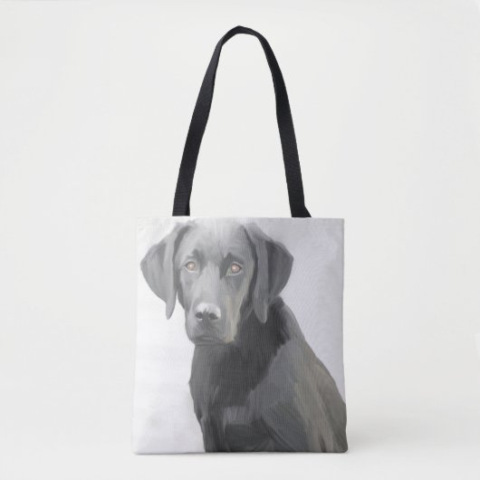 Zwart Labrador Retriever Hondolie Schilderij Tote Bag (Voorkant)
