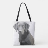 Zwart Labrador Retriever Hondolie Schilderij Tote Bag (Achterkant)