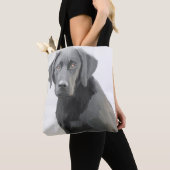 Zwart Labrador Retriever Hondolie Schilderij Tote Bag (Dichtbij)