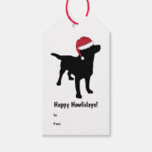 Zwart Labrador Retriever in Santa Hat Kerstmis Cadeaulabel (Voorkant)