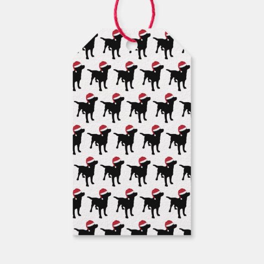 Zwart Labrador Retriever in Santa Hat Kerstmis Cadeaulabel (Achterkant)