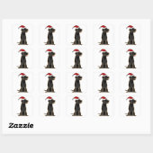 Zwart Labrador Retriever in Santa Hat Vierkante Sticker (Vel)