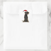 Zwart Labrador Retriever in Santa Hat Vierkante Sticker (Tas)