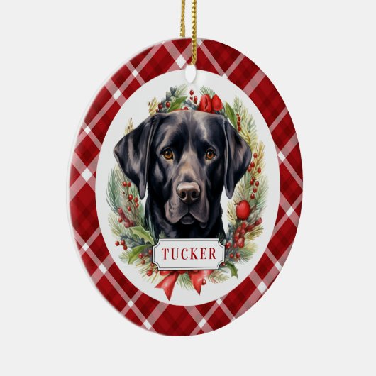 Zwart Labrador Retriever Keramische Cirkel Ornamen Keramisch Ornament (Rechts)