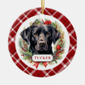 Zwart Labrador Retriever Keramische Cirkel Ornamen Keramisch Ornament (Voorkant)