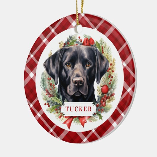 Zwart Labrador Retriever Keramische Cirkel Ornamen Keramisch Ornament (Links)
