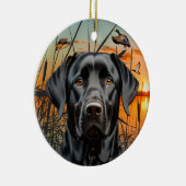Zwart Labrador Retriever Kerstversiering Keramisch Ornament (Rechts)