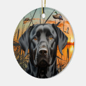 Zwart Labrador Retriever Kerstversiering Keramisch Ornament (Links)