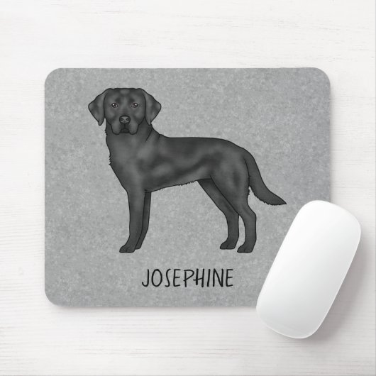 Zwart Labrador Retriever Lab Hond Aangepaste Naam  Muismat (Met muis)