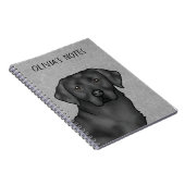 Zwart Labrador Retriever Lab Hond Aangepaste Naam  Notitieboek (Rechterzijde)