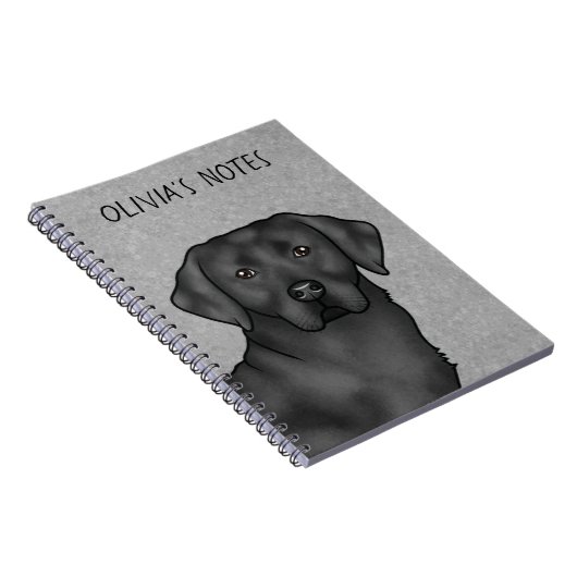 Zwart Labrador Retriever Lab Hond Aangepaste Naam Notitieboek (Rechterzijde)