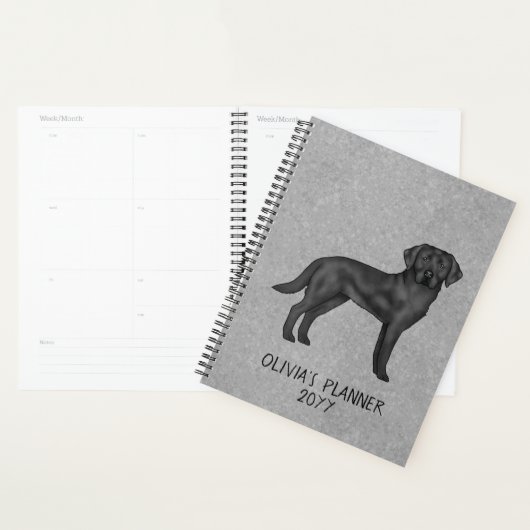 Zwart Labrador Retriever Lab Hond Aangepaste Tekst Planner (Display)