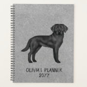Zwart Labrador Retriever Lab Hond Aangepaste Tekst Planner (Voorkant)