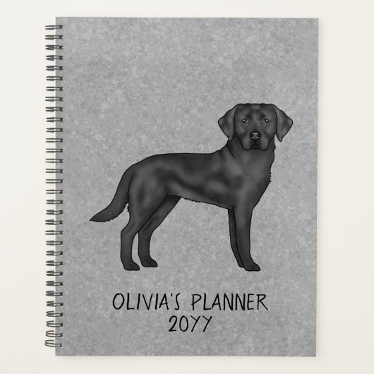 Zwart Labrador Retriever Lab Hond Aangepaste Tekst Planner (Voorkant)