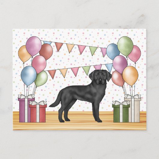Zwart Labrador Retriever Lab Hond Kleurrijke Verja Briefkaart (Voorkant)