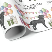 Zwart Labrador Retriever Lab Hond Kleurrijke Verja Cadeaupapier (Rol Hoek)