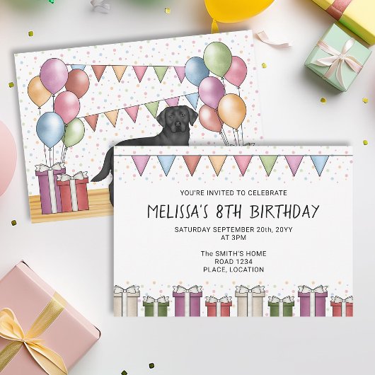 Zwart Labrador Retriever Lab Hond Kleurrijke Verja Kaart