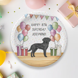 Zwart Labrador Retriever Lab Hond Kleurrijke Verja Papieren Bordje