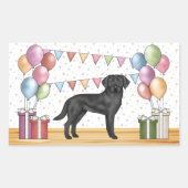 Zwart Labrador Retriever Lab Hond Kleurrijke Verja Rechthoekige Sticker (Voorkant)