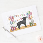 Zwart Labrador Retriever Lab Hond Kleurrijke Verja Rechthoekige Sticker (Envelop)