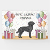 Zwart Labrador Retriever Lab Hond Kleurrijke Verja Spandoek (Horizontaal)
