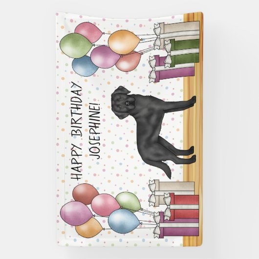 Zwart Labrador Retriever Lab Hond Kleurrijke Verja Spandoek (Verticaal)