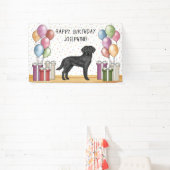 Zwart Labrador Retriever Lab Hond Kleurrijke Verja Spandoek (Insitu)