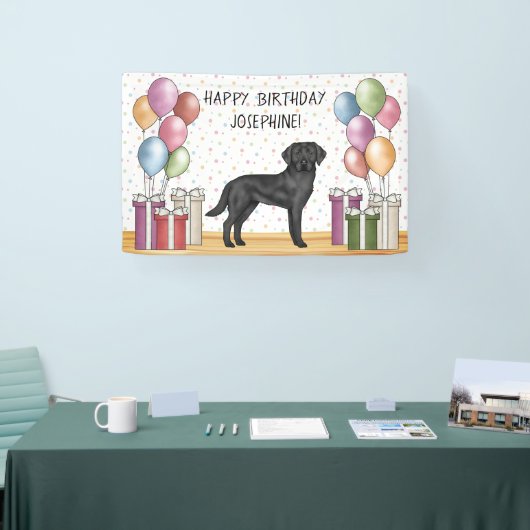 Zwart Labrador Retriever Lab Hond Kleurrijke Verja Spandoek (Beurs)