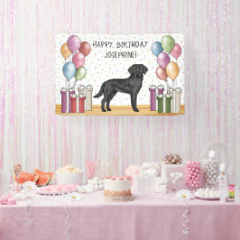 Zwart Labrador Retriever Lab Hond Kleurrijke Verja Spandoek