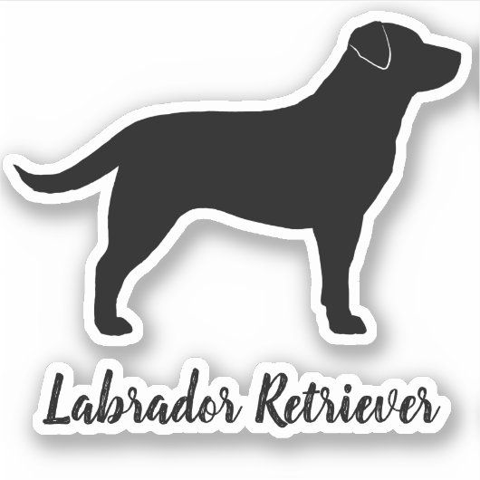 Zwart Labrador Retriever Lab Silhouette Sticker (Voorkant)