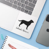 Zwart Labrador Retriever Lab Silhouette Sticker (Laptop met iPhone)