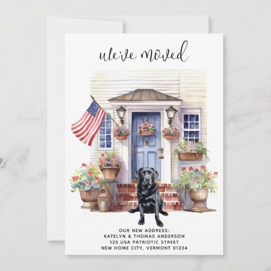 Zwart labrador retriever patriottische hond verpla aankondiging (Voorkant)