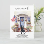 Zwart labrador retriever patriottische hond verpla aankondiging (Staand voorkant)