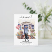 Zwart labrador retriever patriottische hond verpla aankondigingskaart (Staand voorkant)