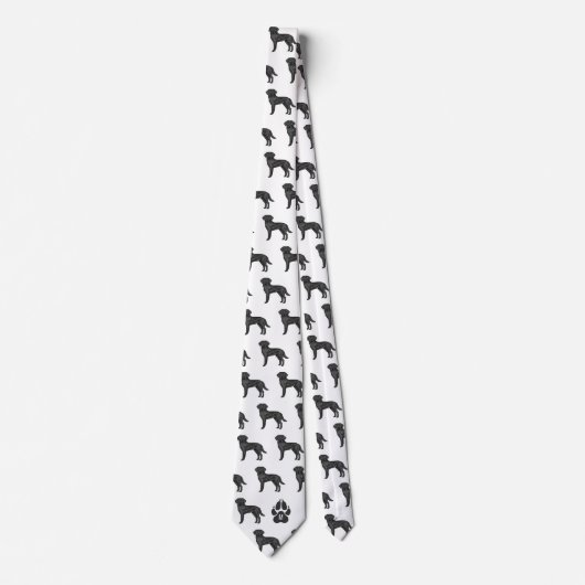 Zwart Labrador Retriever Patroon Aangepaste Monogr Stropdas (Voorkant)
