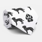 Zwart Labrador Retriever Patroon Aangepaste Monogr Stropdas (Opgerold)