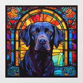 Zwart Labrador Retriever Pet Faux Glas in lood Raamsticker (Vel)
